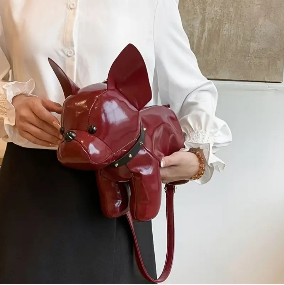 Burgundy Dog-Shaped Crossbody Bag - Picture 7 of 7